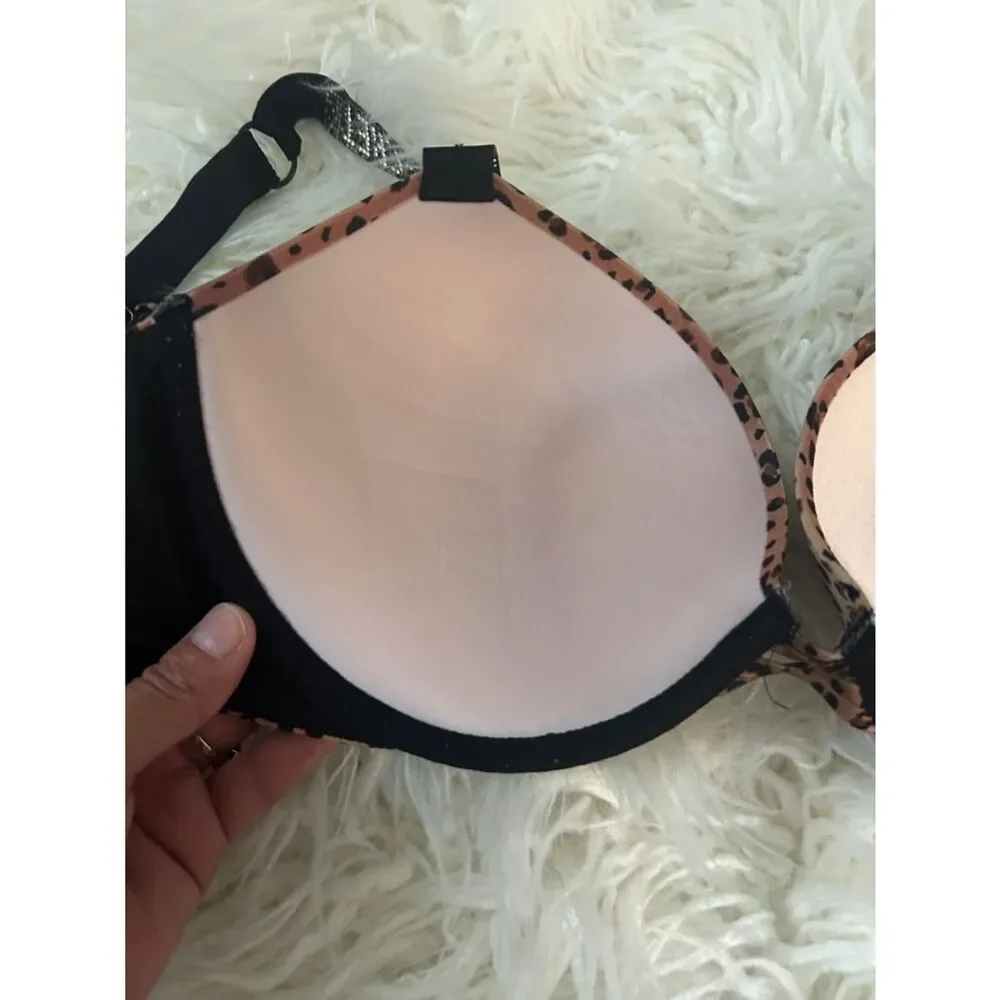 Victoria secret leopard Print Push-Up Bra - Brown and pink size 36 D